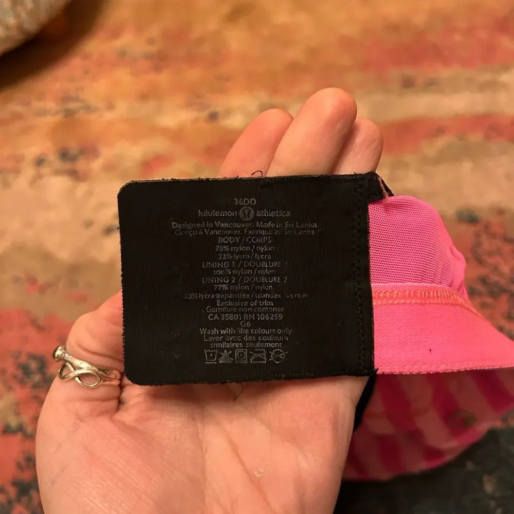 Lululemon Athletica Pink and Black Sports Bra